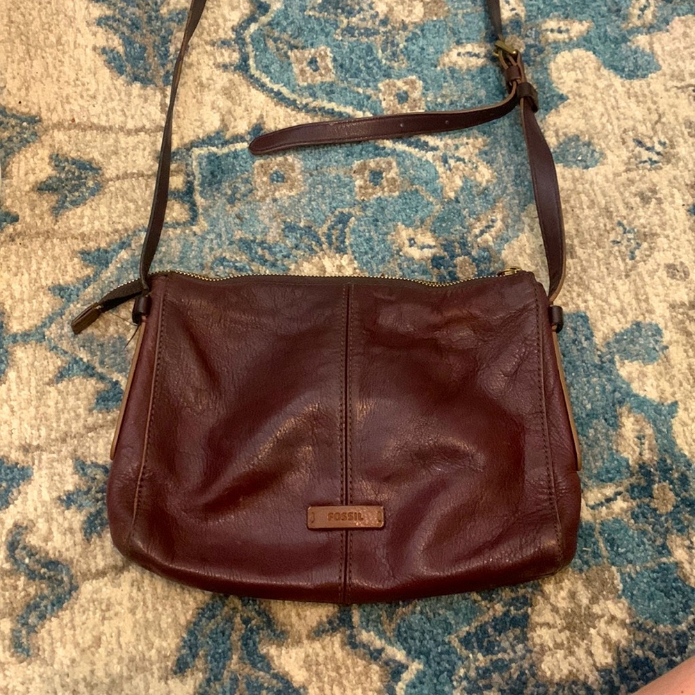 Purple leather fossil purse